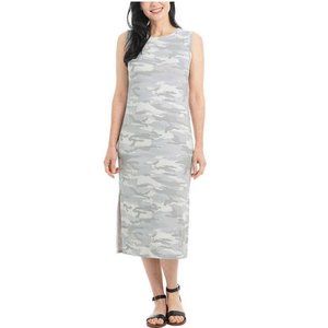 NWT Hilary Radley Womens Sleeveless Midi Tank Dress Gray Camo Size XL $65 A305